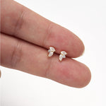 14K Solid Gold Marquise Lab Diamond Threadless Flat Back Stud Earring