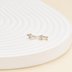 14K Solid Gold Baguette Lab Diamond Threadless Cartilage Stud Earring