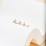 14K Solid Gold Lab Diamond Trinity Threadless Cartilage Flat Back Stud Earring