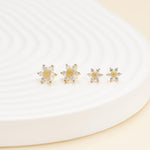 14K Solid Gold Lab Diamond Flower Flat Back Earring: Threadless Push Pin Stud