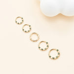 14K Solid Gold Moss Agate Stars Daith Clicker Hoop Earring Hinged Seamless Septum Ring