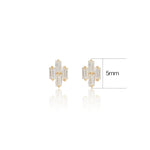 14K Solid Gold Baguette Lab Diamond Small Tragus Flat Back Stud