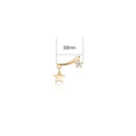 14K Solid Gold Lab Diamond Dangle Star Threadless Flat Back Earring