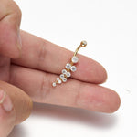 14K Solid Gold Round Lab Diamond Dangle Belly Button Ring 16G