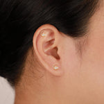 14K Solid Gold Lab Diamond Cartilage Flat Back Stud Earring 20G-16G
