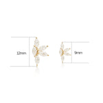 14K Solid Gold Marquise Lab Diamond Threadless Helix Flat Back Earring
