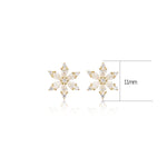 14K Solid Gold Lab Diamond Snowflake Earlobes Flat Back Stud Earring