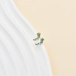 14K Solid Gold Round Moss Agate Cluster Earring  Threadless Flat Back Stud
