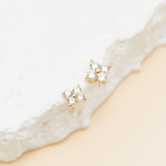3.5mm/4mm 14K Solid Gold Flower Cartilage Stud Earrings, Threadless Push Pin Labret Stud