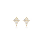 14K Solid Gold Pear Shaped Lab Diamond Threadless Flat Back Earring