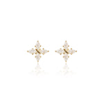 14K Solid Gold Marquise Lab Diamond Cartilage Flat Back Stud Earring