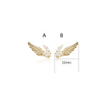 14K Solid Gold Lab Diamond Angel Wings Flat Back Cartilage Stud Earring
