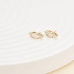 14K Solid Gold Oval Lab Diamond Cartilage Earring: Threadless Push Pin Stud