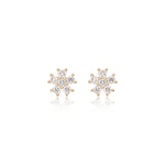 14K Solid Gold L-Shaped Flower Nose Stud