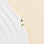 14K Solid Gold  Moss Agate Cartilage Flat Back Earrings