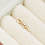 14K Solid Gold Fan Lab Diamond Flat Back Earring