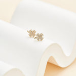 14K Solid Gold Lab Diamond Clover Cartilage Earring: Threadless Flat Back Stud