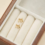 14K Solid Gold Marquise Lab Diamond Dangle Flat Back Stud Earring