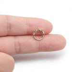 14K Solid Gold Moss Agate Stars Daith Clicker Hoop Earring Hinged Seamless Septum Ring