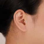 14K Solid Gold Lab Diamond Climber Earring: Threadless Flat Back Studs