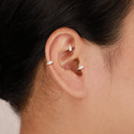 14K Solid Gold Princess Lab Diamond Clicker Hoops Helix Rook Helix Tragus Ring