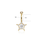14K Solid Gold Marquise Lab Diamond Flower Barbell Belly Button Jewelry 14G