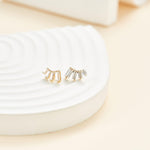 14K Solid Gold Baguette Lab Diamond Helix Earring: Threadless Flat Back Stud