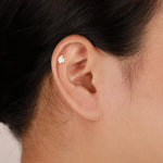 14K Solid Gold Lab Diamond Floral Cartilage Flat Back Stud Earring