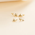 14k Solid Gold Dolphin Threadless Push Pin Flat Back Stud Earring