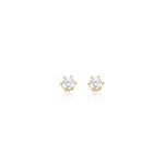 5mm Round Lab Diamond Earlobe Stud Earring: 14K Solid Gold Flat Back Stud