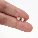 14K Solid Gold Lab Diamond Floral Cartilage Flat Back Stud Earring