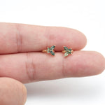 14K Solid Gold Marquise Moss Agate Butterfly Clicker Hoop  Conch Rook Helix Tragus Ring