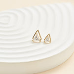 14K Solid Gold Triangle Moissanite Cartilage Earrings: Threadless Flat Back Stud