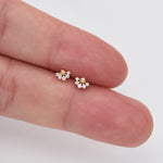 14K Solid Gold Fan Lab Diamond Flat Back Earring