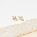 14K Gold Lab Diamond Push Pin Labret Stud, Flat Back Earring