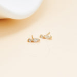 14K Solid Gold Lab Diamond Push Pin Labret stud 20G 18G 16G
