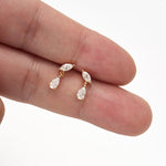 14K Solid Gold Lab Diamond Cartilage Dangle Earring Threadless Push Pin Flat Back Stud