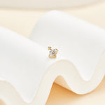 14K Solid Gold Lab Diamond Saturn Threadless Cartilage Flat Back Stud Earring