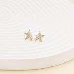 14K Solid Gold Lab Diamond Star Threadless Push Pin Flat Back Cartilage Stud Earring