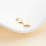 14K Solid Gold Pyramid Cartilage Stud Earring: Threadless Flat Back Stud