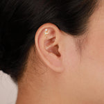 14K Solid Gold Lab Diamond Dangle Bow Tie Threadless Flat Back Earring