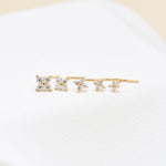 14K Solid Gold L-Shaped Lab Diamond Nose Studs 18G