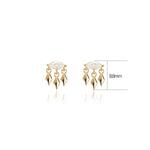 14K Solid Gold Marquise Lab Diamond Dangle Flat Back Stud Earring