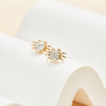 14K Solid Gold Lab Diamond Crab Threadless Flat Back Stud Earring
