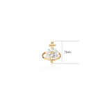14K Solid Gold Lab Diamond Saturn Threadless Cartilage Flat Back Stud Earring