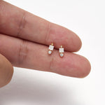 14K Solid Gold Princess Cut Lab Diamond Threadless Cartilage Flat Back Earring