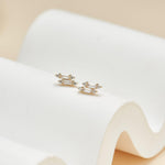 14K Solid Gold Baguette Lab Diamond Flat Back Stud Earring
