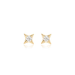 14K Solid Gold Star Threadless Flat Back Earring