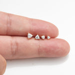 14K Solid Gold Trilliant Cut Lab Diamond Threadless Flat Back Stud Earring