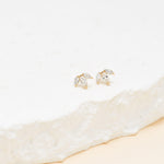 14K Solid Gold Marquise Lab Diamond Threadless Flat Back Earring